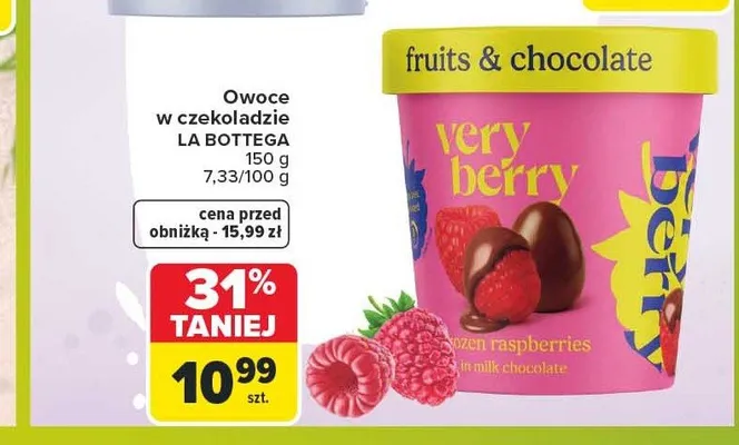 Owoce mrożone w czekoladzie La Bottega promocja w Carrefour Market