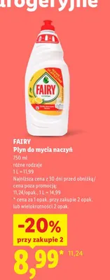 Płyn do mycia naczyń Fairy promocja w Lidl