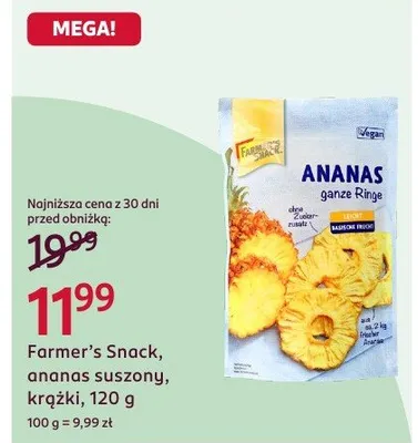 Ananas suszony krążki Farmer's Snack promocja w Rossmann