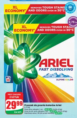 Proszek do prania kolorów Ariel Alpine Color promocja w Dino