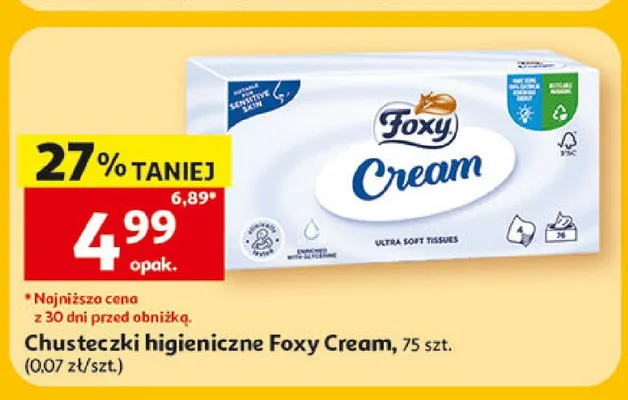 Chusteczki higieniczne Foxy Cream promocja w Auchan