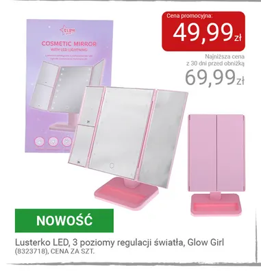 Lusterko LED 3 poziomy regulacji światła Glow Girl promocja w Smyk