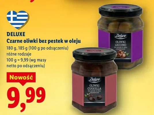 Czarne oliwki bez pestek w oleju różne rodzaje promocja w Lidl