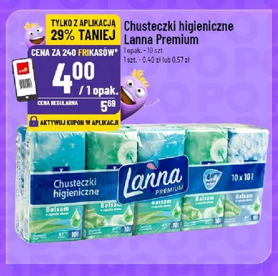 Chusteczki higieniczne Lanna Premium 10-pak promocja w POLOmarket