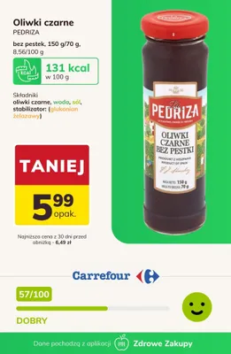 Oliwki czarne bez pestek promocja w Carrefour
