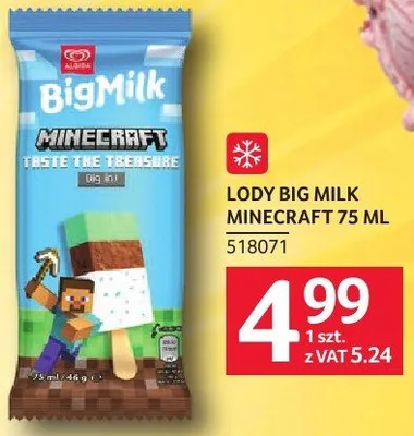 Lody BIG MILK MINECRAFT 75 ml promocja w Selgros