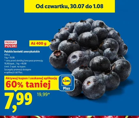 Borówki amerykańskie polskie promocja w Lidl