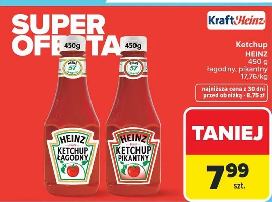 Ketchup łagodny, pikantny promocja w Carrefour