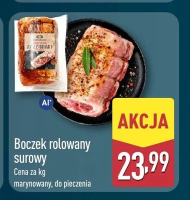 Boczek rolowany surowy promocja w Aldi