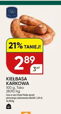 Kiełbasa karkowa Tako promocja w Chata Polska