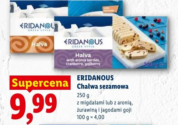 Chałwa sezamowa z migdałami Eridanous promocja w Lidl