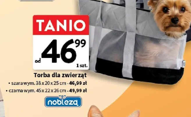 Torba dla zwierząt czarna Nobleza promocja w Intermarche