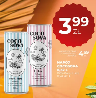 Napój woda kokosowa Coco Sova 100% Pure promocja w Duży Ben