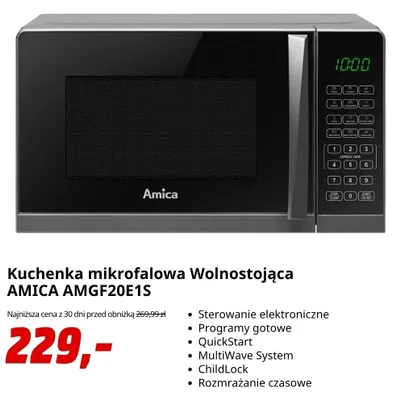 Kuchenka mikrofalowa wolnostojąca Amica AMGF20E1S promocja w Media Markt