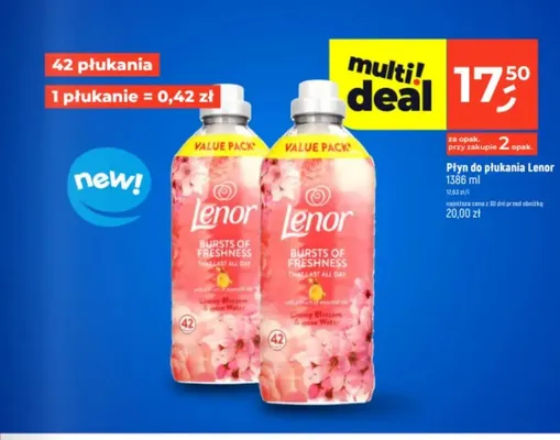 Płyn do płukania Lenor 42 płukania promocja w Dealz