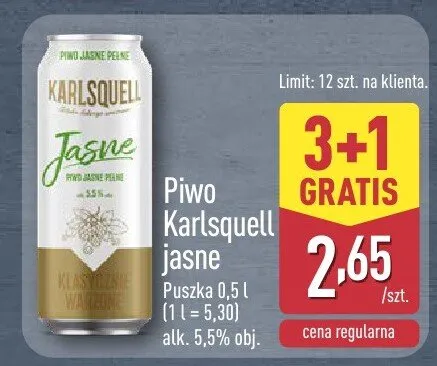 Piwo Karlsquell jasne promocja w Aldi