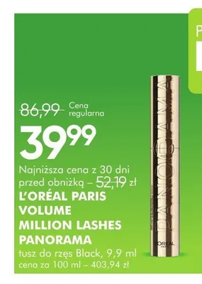 Tusz do rzęs L'Oréal Paris Volume Million Lashes Panorama Black promocja w Super-Pharm