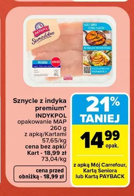 Sznycle z indyka premium Indykpol promocja w Carrefour