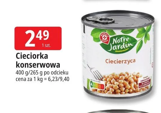 Cieciorka konserwowa Notre Jardin promocja w Leclerc