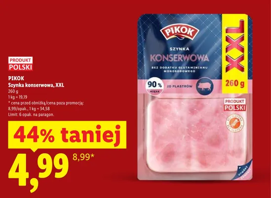 Szynka konserwowa XXL Pikok promocja w Lidl