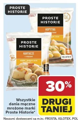 Dania mączne mrożone marki Proste Historie promocja w Carrefour Market