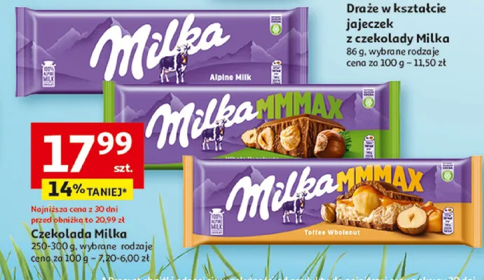 Draże w kształcie jajeczek z czekolady promocja w Auchan