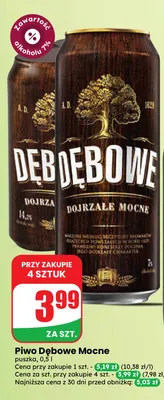Piwo Dębowe Mocne promocja w Dino