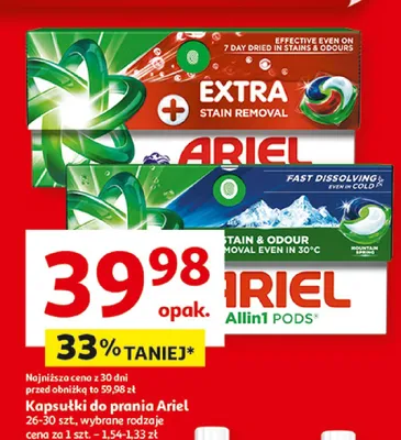 Kapsułki do prania Ariel Allin1 PODS Extra Stain Removal promocja w Auchan