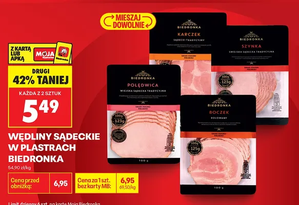 Wędlina sądecka w plastrach szynka promocja w Biedronka