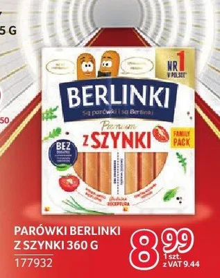 Parówki Berlinki z szynki 360 g promocja w Selgros