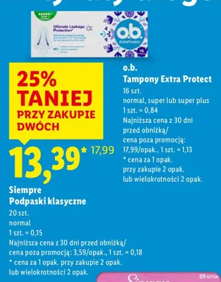Tampony Extra Protect promocja w Lidl