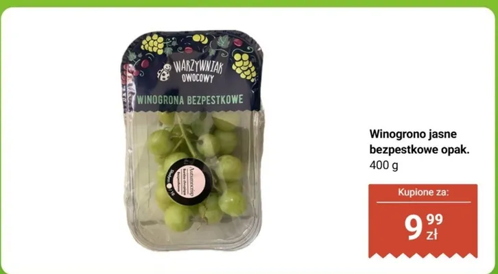 Winogrono jasne bezpestkowe opak. promocja w Biedronka
