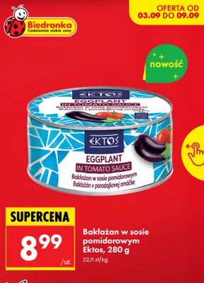 Bakłażan w sosie pomidorowym Ektos promocja w Biedronka