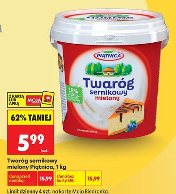 Twaróg sernikowy mielony promocja w Biedronka
