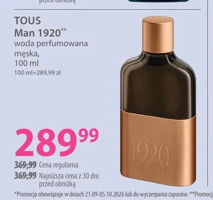 Woda perfumowana męska Man 1920 Tous promocja w Hebe