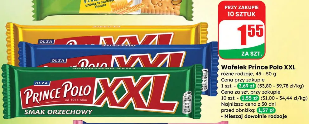 Wafelek Prince Polo XXL różne rodzaje promocja w Dino