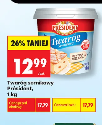 Twaróg sernikowy Président promocja w Biedronka