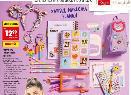Bloczki karteczek samoprzylepnych z długopisem Kayet 6-pak promocja w Biedronka