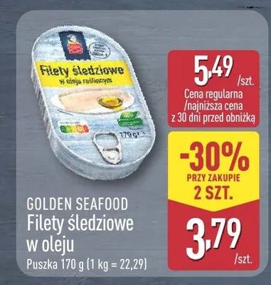 Filety śledziowe w oleju Golden Seafood promocja w Aldi