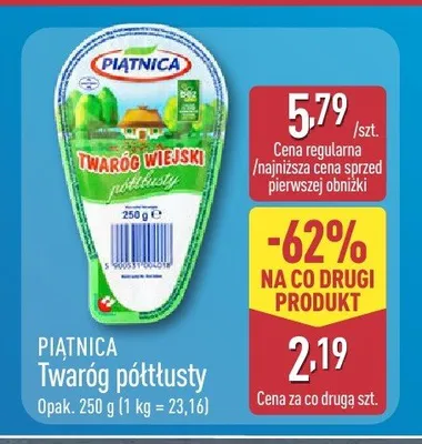 Twaróg półtłusty Piątnica promocja w Aldi