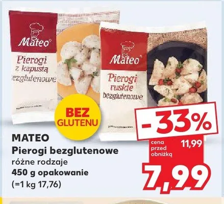 Pierogi bezglutenowe ruskie Mateo promocja w Kaufland