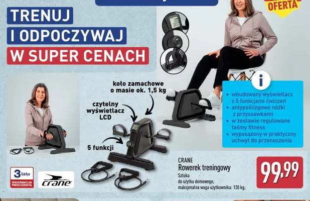 Rowerek treningowy Crane promocja w Aldi
