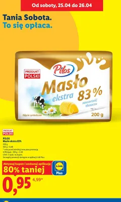 Masło ekstra 83% Pilos promocja w Lidl