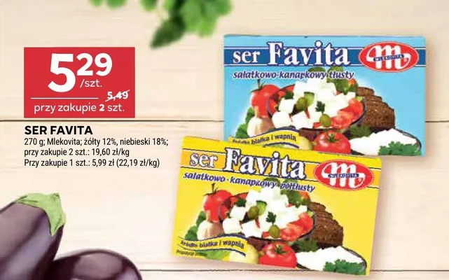 Ser Favita niebieski 18% Mlekovita promocja w Stokrotka