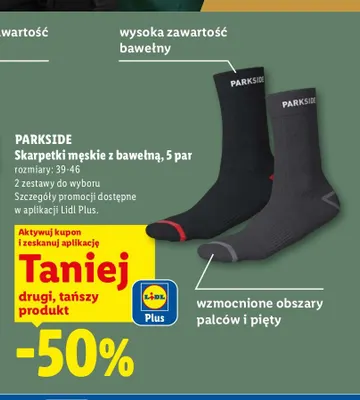 Skarpetki męskie z bawełną Parkside 5-pak promocja w Lidl