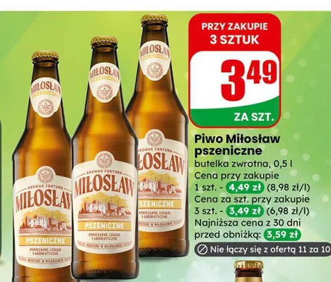 Piwo Miłosław pszeniczne promocja w Dino