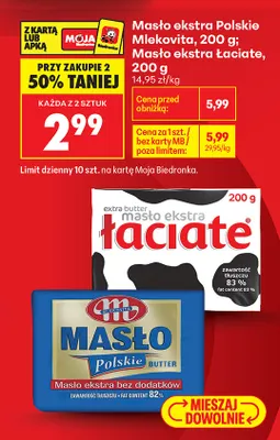 Masło ekstra Polskie Mlekovita promocja w Biedronka