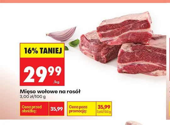 Mięso wołowe na rosół promocja w Biedronka