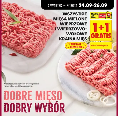 Mięsa mielone wieprzowe i wieprzowo-wołowe Kraina Mięs promocja w Biedronka