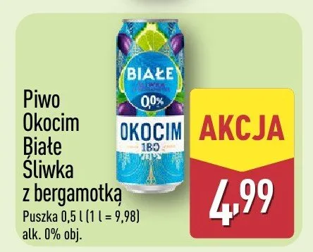 Piwo Okocim Białe Śliwka z bergamotką promocja w Aldi